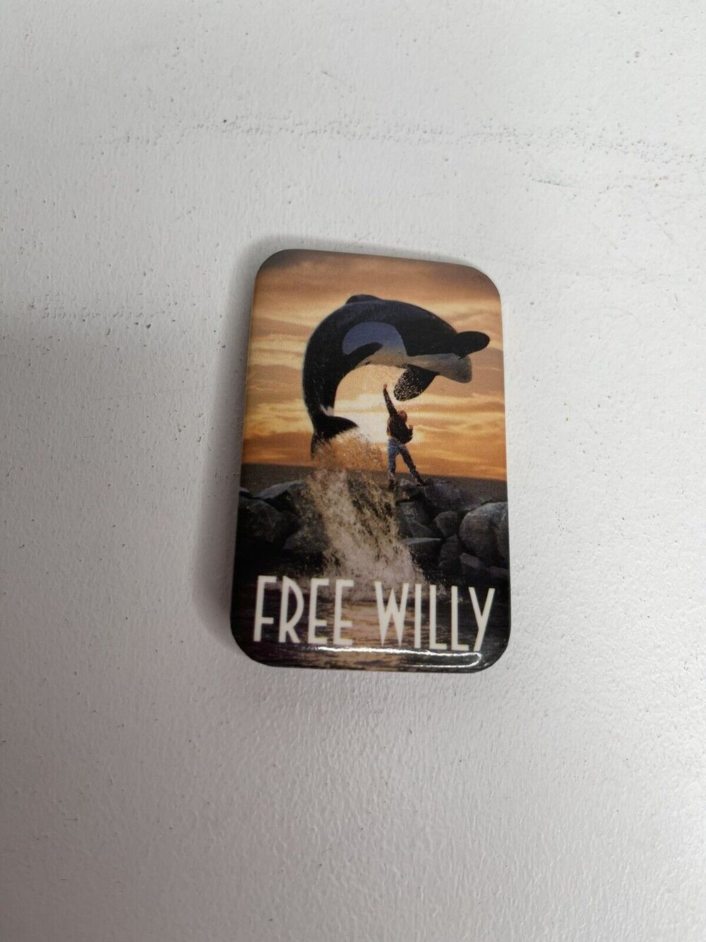 Pin Free Willy Back Movie Promotional Button 1993 Video Store Promo Whale